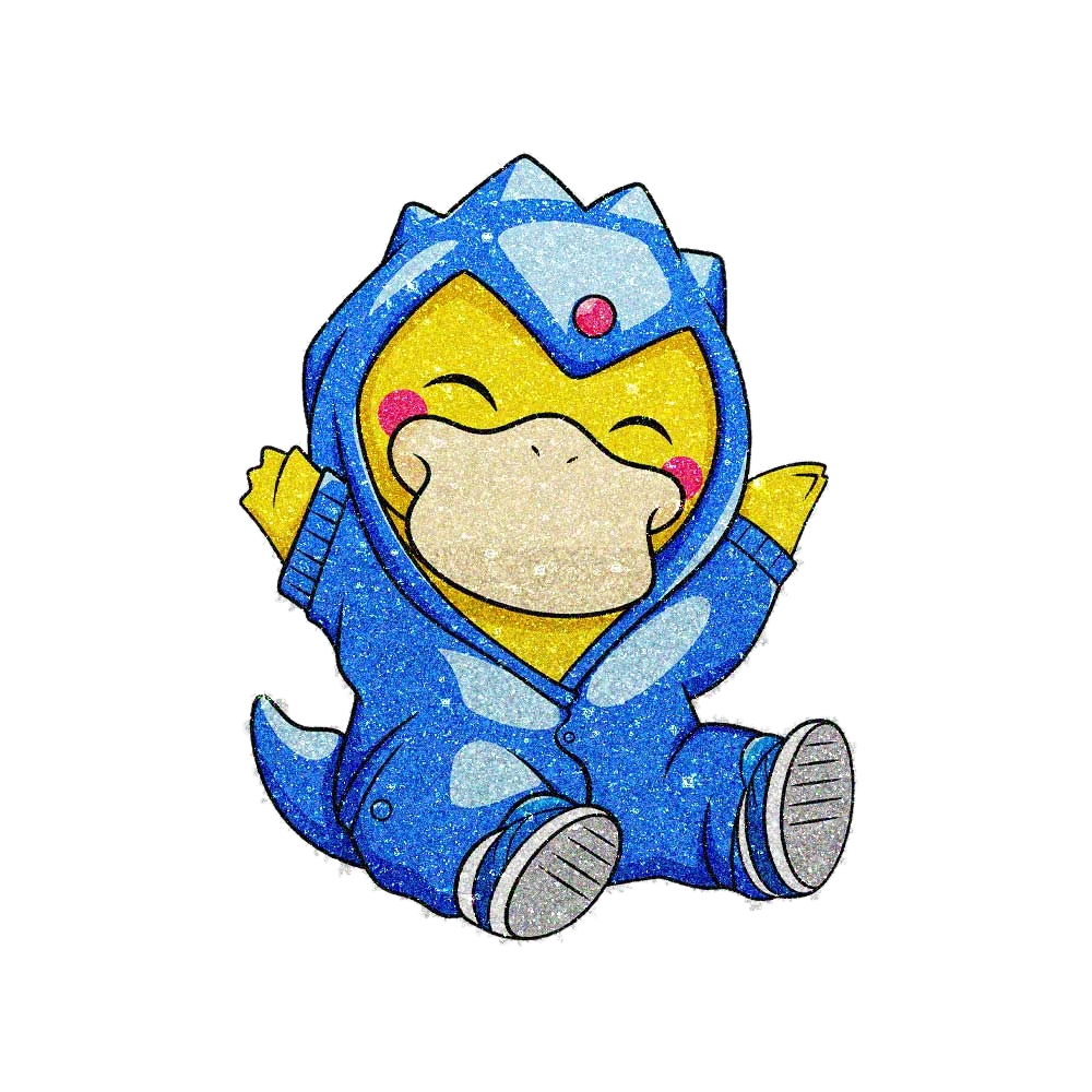 Chibi Blue Dino Onesie Glitter Sticker